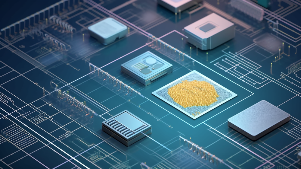 半導體芯片制造工廠中的插畫設計元素與集成電路設計